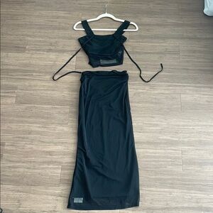 Black two piece set skirt and top